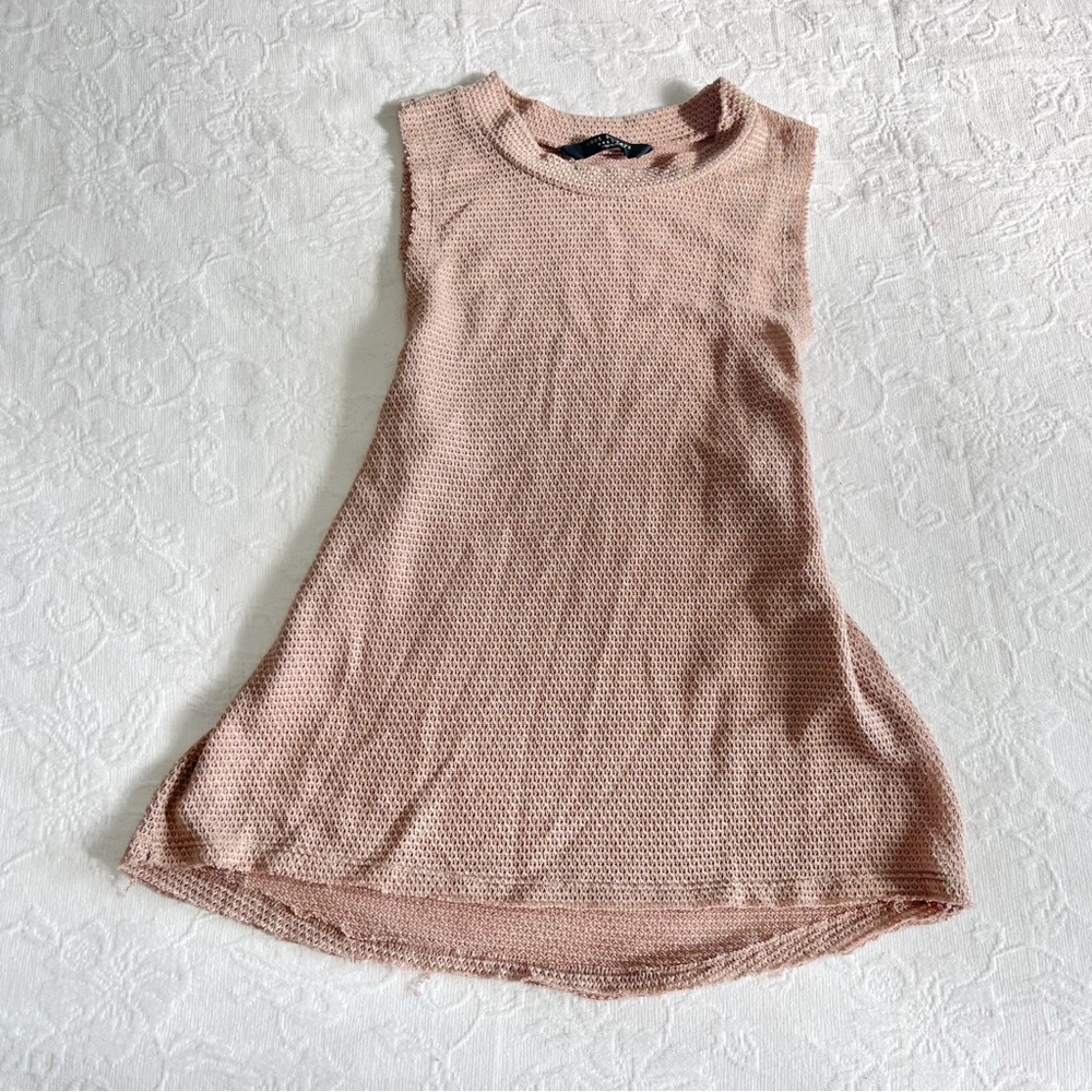 Knot Sisters Light Brown Knit Sleeveless Tunic